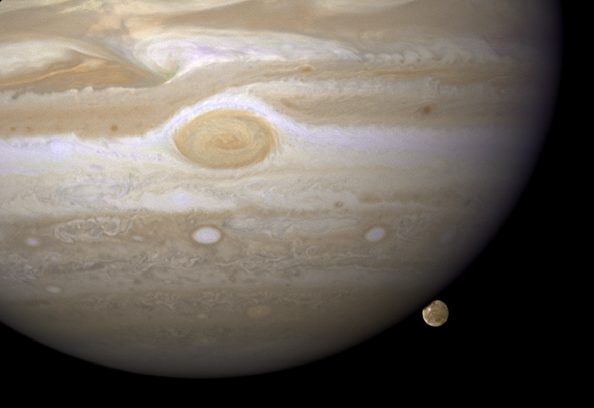 Ganymede going behind Jupiter; from STScI