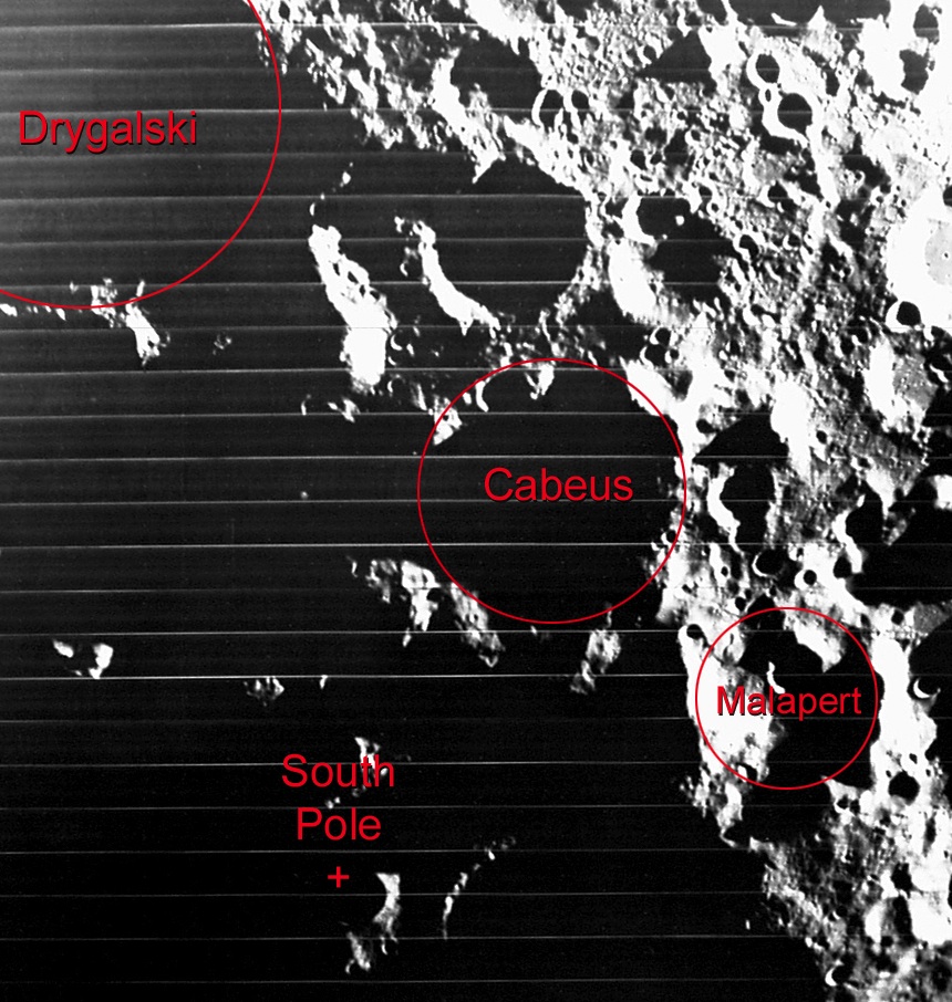 Cabeus and other craters; from the Lunar and Planetary Institute