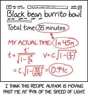 Relativistic recipe; from xkcd